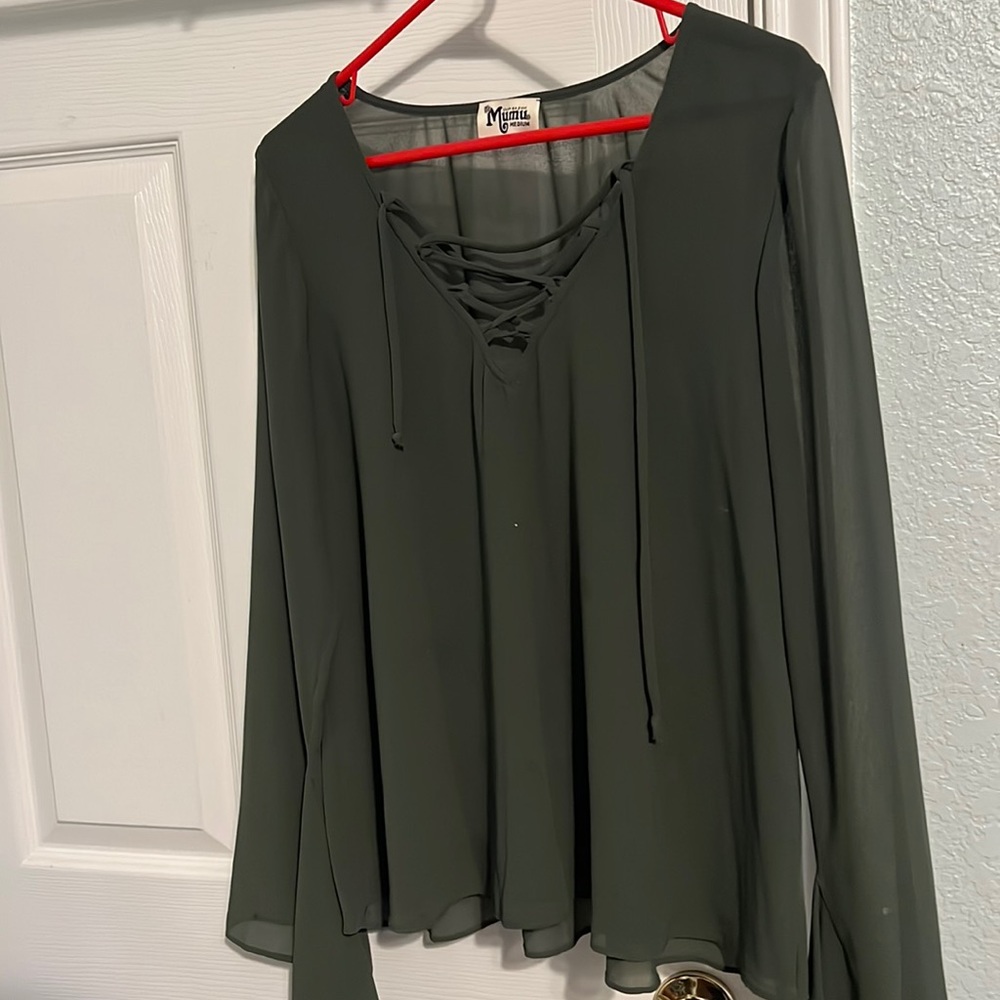 Show Me Your Mumu Blouse Medium - Forest green